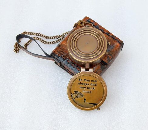 “So You Can Always Find Your Way Back Home" Quote Engraved Compass | Unique Gifts for Son, Father, Love, Partner, Spouse, Fiancé.-Steampunk Accessory-Beautiful Handmade Gift in Kuwait