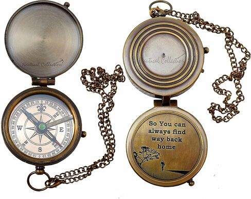 “So You Can Always Find Your Way Back Home" Quote Engraved Compass | Unique Gifts for Son, Father, Love, Partner, Spouse, Fiancé.-Steampunk Accessory-Beautiful Handmade Gift in Kuwait