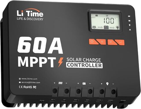 LiTime 30 Amp MPPT 12V/24V/Auto DC Input Solar Charge Controller وحدة بلوتوث مدمجة، شاشة LCD قابلة للتعديل ومؤشرات LED ولوحة شمسية in Kuwait