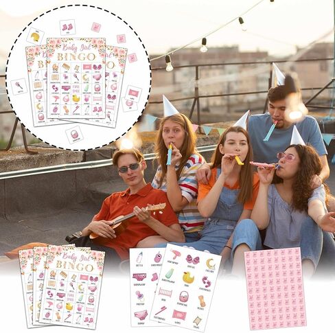 Baby Shower Bingo Games, Baby Bingo for Baby Shower, Blush Pink Floral Baby Bingo Game, Gender Reveal Games, Baby Shower Decorations Favors, 24 Players Bingo Games Cards (C04) in Saudi Arabia