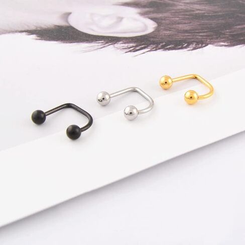 DATOA 16G Stainless Steel Lip Monroe Medusa Hoop Rings C-Shaped Piercing Ball Lippy Loop Labret Lip Rings Piercing Jewelry for Women Men in Saudi Arabia