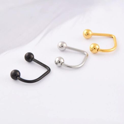 DATOA 16G Stainless Steel Lip Monroe Medusa Hoop Rings C-Shaped Piercing Ball Lippy Loop Labret Lip Rings Piercing Jewelry for Women Men in Saudi Arabia