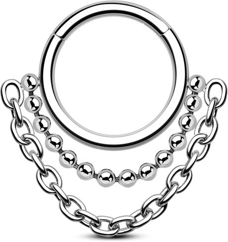 استرخى سلسلة الحاجز خواتم 16 جرام لطيف الحاجز مجوهرات Dangly اللولب Daith أقراط للنساء الفولاذ المقاوم للصدأ اللولب Daith ثقب المجوهرات in Saudi Arabia