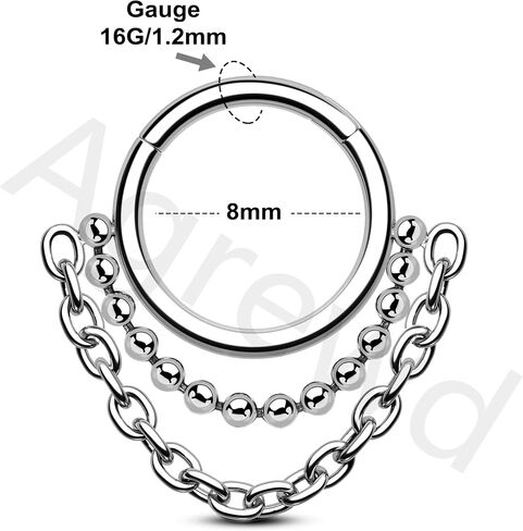 استرخى سلسلة الحاجز خواتم 16 جرام لطيف الحاجز مجوهرات Dangly اللولب Daith أقراط للنساء الفولاذ المقاوم للصدأ اللولب Daith ثقب المجوهرات in Saudi Arabia