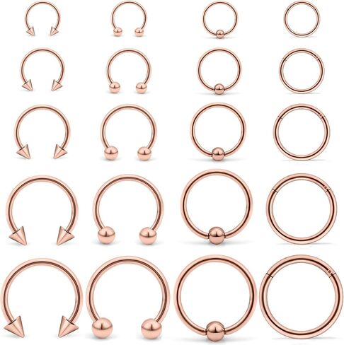Ocptiy 16G 14G Septum Rings 316L Surgical Steel Hinged Septum Nose Rings Clicker Lip Ear Cartilage Helix Tragus Piercing 8mm 10 12mm 14mm 16mm in Saudi Arabia
