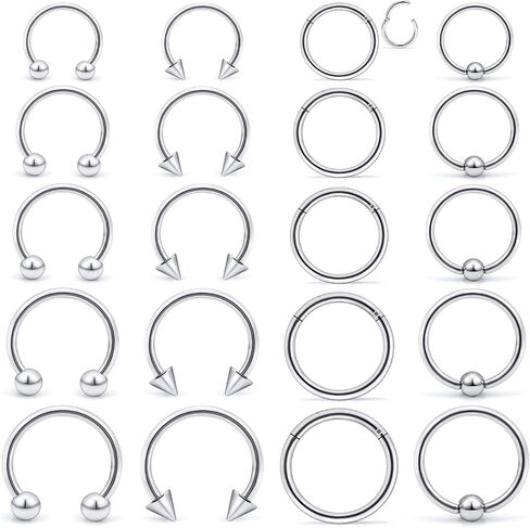 Ocptiy 16G 14G Septum Rings 316L Surgical Steel Hinged Septum Nose Rings Clicker Lip Ear Cartilage Helix Tragus Piercing 8mm 10 12mm 14mm 16mm in Saudi Arabia
