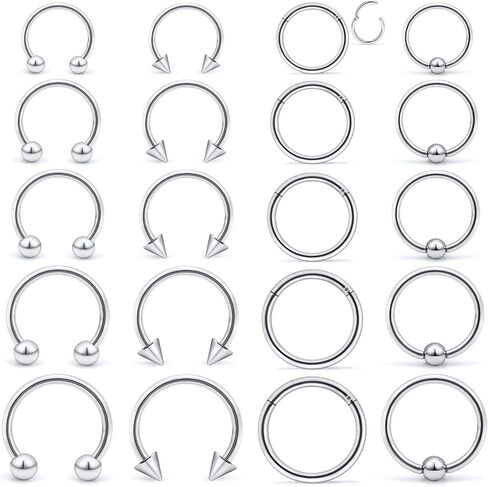 Octptiy 16G 14G الحاجز خواتم 316L الجراحية الصلب يتوقف الحاجز الأنف خواتم الفرس الشفاه الأذن الغضروف اللولب الزنمة ثقب 8 مللي متر 10 12 مللي متر 14 مللي متر 16 مللي متر in Kuwait