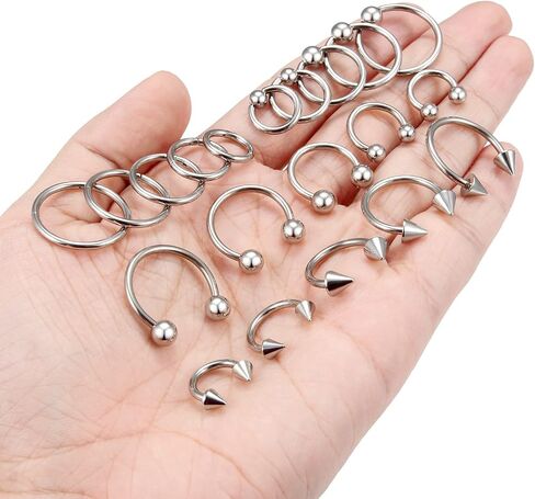 Ocptiy 16G 14G Septum Rings 316L Surgical Steel Hinged Septum Nose Rings Clicker Lip Ear Cartilage Helix Tragus Piercing 8mm 10 12mm 14mm 16mm in Saudi Arabia