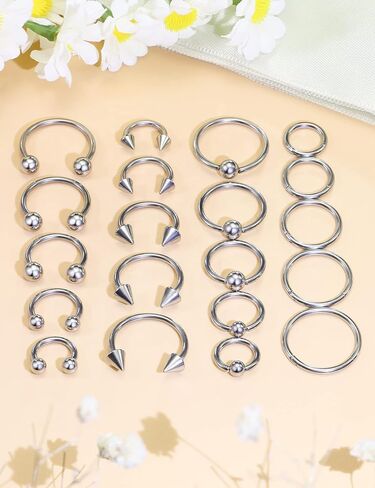 Octptiy 16G 14G الحاجز خواتم 316L الجراحية الصلب يتوقف الحاجز الأنف خواتم الفرس الشفاه الأذن الغضروف اللولب الزنمة ثقب 8 مللي متر 10 12 مللي متر 14 مللي متر 16 مللي متر in Kuwait