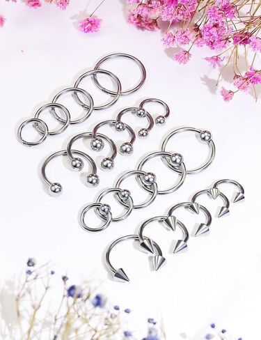 Octptiy 16G 14G الحاجز خواتم 316L الجراحية الصلب يتوقف الحاجز الأنف خواتم الفرس الشفاه الأذن الغضروف اللولب الزنمة ثقب 8 مللي متر 10 12 مللي متر 14 مللي متر 16 مللي متر in Kuwait