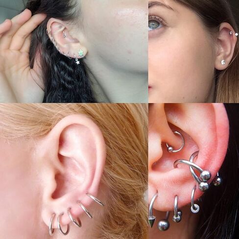 Octptiy 16G 14G الحاجز خواتم 316L الجراحية الصلب يتوقف الحاجز الأنف خواتم الفرس الشفاه الأذن الغضروف اللولب الزنمة ثقب 8 مللي متر 10 12 مللي متر 14 مللي متر 16 مللي متر in Kuwait