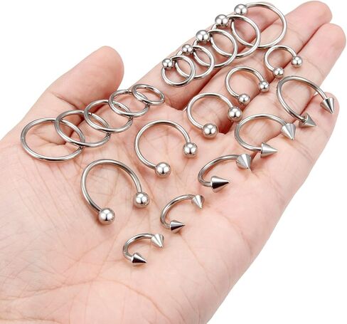 Octptiy 16G 14G الحاجز خواتم 316L الجراحية الصلب يتوقف الحاجز الأنف خواتم الفرس الشفاه الأذن الغضروف اللولب الزنمة ثقب 8 مللي متر 10 12 مللي متر 14 مللي متر 16 مللي متر in Kuwait