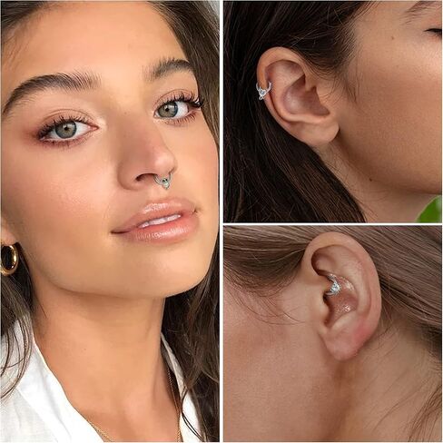 Sanfenly 16G خواتم الحاجز للنساء والرجال 316L الجراحية الفولاذ المقاوم للصدأ لطيف القط الخفافيش الحاجز الأنف حلقة سلس يتوقف الجزء الفرس تشيكوسلوفاكيا Daith أقراط ثقب المجوهرات in Kuwait