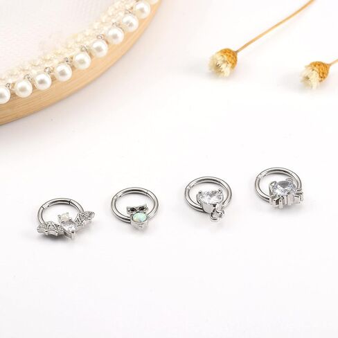 Sanfenly 16G خواتم الحاجز للنساء والرجال 316L الجراحية الفولاذ المقاوم للصدأ لطيف القط الخفافيش الحاجز الأنف حلقة سلس يتوقف الجزء الفرس تشيكوسلوفاكيا Daith أقراط ثقب المجوهرات in Kuwait