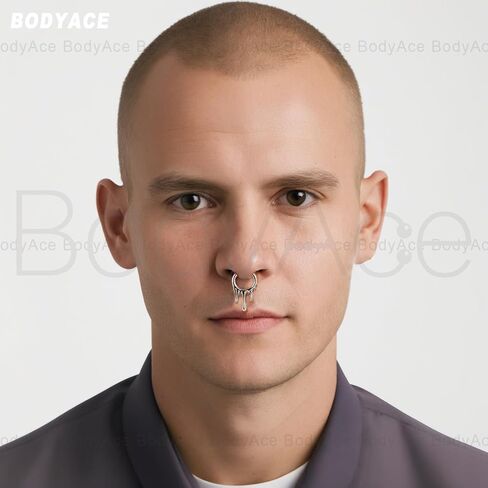 BodyAce 18G حلقات الأنف المنصهرة من الحمم البركانية، حلقات الحاجز من الفولاذ المقاوم للصدأ 316L، حلقات الحاجز متعددة الألوان مجوهرات الجسم القوطية in Kuwait