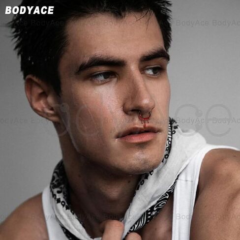 BodyAce 18G حلقات الأنف المنصهرة من الحمم البركانية، حلقات الحاجز من الفولاذ المقاوم للصدأ 316L، حلقات الحاجز متعددة الألوان مجوهرات الجسم القوطية in Kuwait
