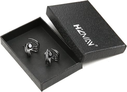 HZMAN Spike Stud Earring for Men Women Stainless Steel Retro Gothic Punk Detachable Sharp Claws with Black Crystal Earring Jewelry Gift in Saudi Arabia