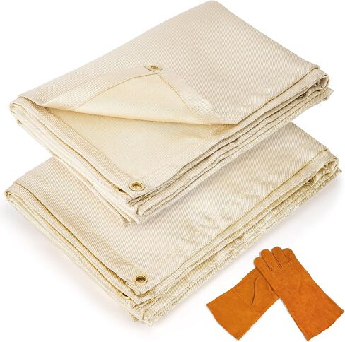 2-Pack Welding Blanket 4x6 feet - Fire Retardant Insulation Blanket Set with Hand Protection Gloves - Heavy-Duty Fiberglass Blanket - Hanging Welding Curtain - Portable Smoker Insulating Blanket in Saudi Arabia