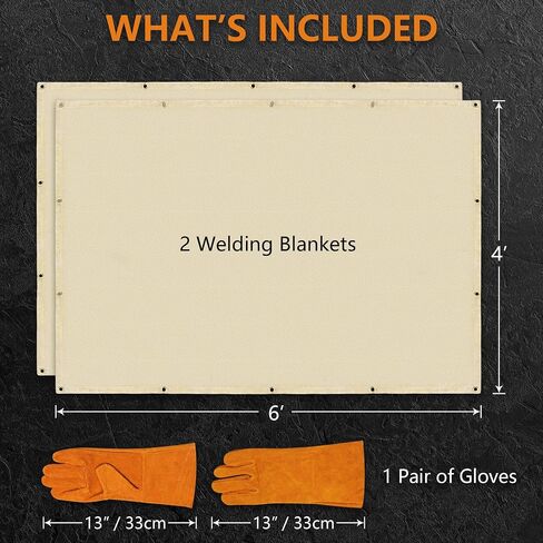 2-Pack Welding Blanket 4x6 feet - Fire Retardant Insulation Blanket Set with Hand Protection Gloves - Heavy-Duty Fiberglass Blanket - Hanging Welding Curtain - Portable Smoker Insulating Blanket in Saudi Arabia