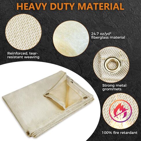 2-Pack Welding Blanket 4x6 feet - Fire Retardant Insulation Blanket Set with Hand Protection Gloves - Heavy-Duty Fiberglass Blanket - Hanging Welding Curtain - Portable Smoker Insulating Blanket in Saudi Arabia
