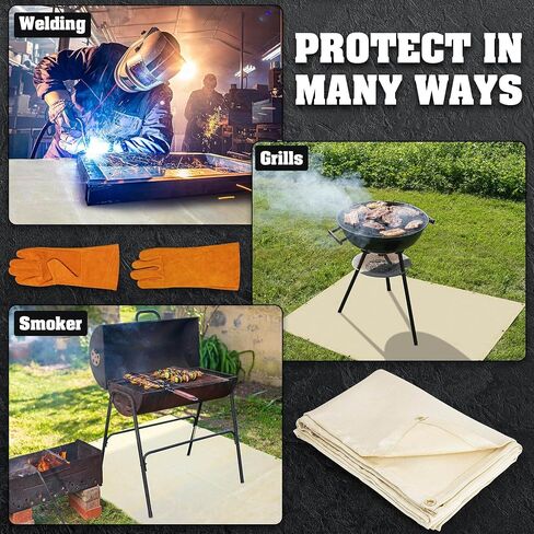 2-Pack Welding Blanket 4x6 feet - Fire Retardant Insulation Blanket Set with Hand Protection Gloves - Heavy-Duty Fiberglass Blanket - Hanging Welding Curtain - Portable Smoker Insulating Blanket in Saudi Arabia