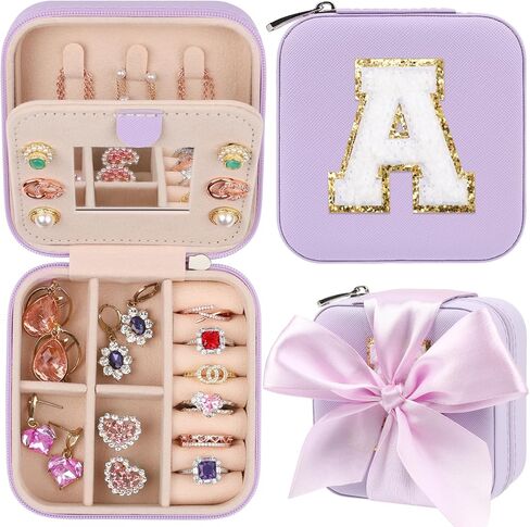 CHMI Travel gifts for women,bridesmaids gifts,small jewelry box,travel jewelry case,travel jewelry case organizer,jewelry organizer travel case,small jewelry travel case,Initial pink S in Saudi Arabia