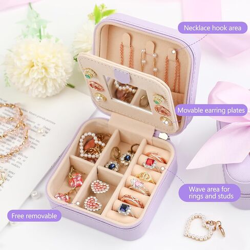 CHMI Travel gifts for women,bridesmaids gifts,small jewelry box,travel jewelry case,travel jewelry case organizer,jewelry organizer travel case,small jewelry travel case,Initial pink S in Saudi Arabia