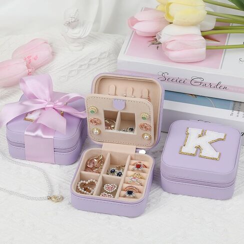 CHMI Travel gifts for women,bridesmaids gifts,small jewelry box,travel jewelry case,travel jewelry case organizer,jewelry organizer travel case,small jewelry travel case,Initial pink S in Saudi Arabia