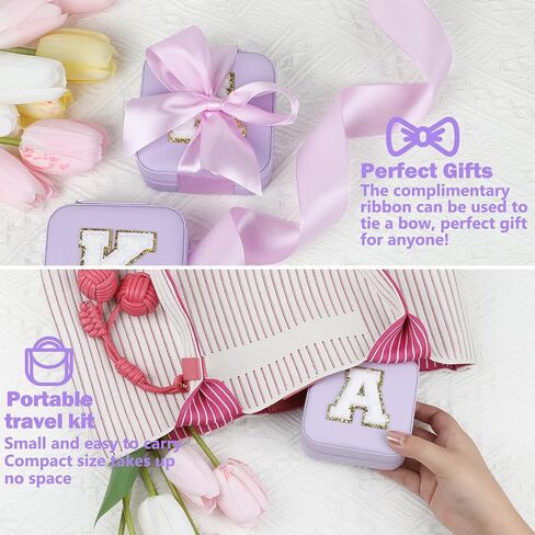 CHMI Travel gifts for women,bridesmaids gifts,small jewelry box,travel jewelry case,travel jewelry case organizer,jewelry organizer travel case,small jewelry travel case,Initial pink S in Saudi Arabia