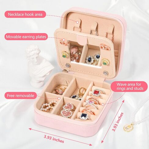 CHMI Travel gifts for women,bridesmaids gifts,small jewelry box,travel jewelry case,travel jewelry case organizer,jewelry organizer travel case,small jewelry travel case,Initial pink S in Saudi Arabia