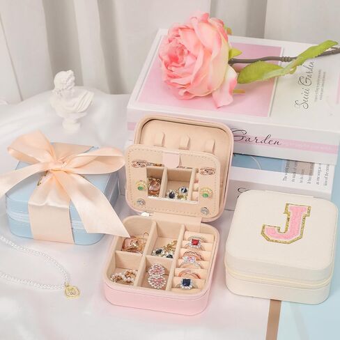 CHMI Travel gifts for women,bridesmaids gifts,small jewelry box,travel jewelry case,travel jewelry case organizer,jewelry organizer travel case,small jewelry travel case,Initial pink S in Saudi Arabia