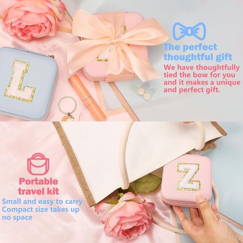 CHMI Travel gifts for women,bridesmaids gifts,small jewelry box,travel jewelry case,travel jewelry case organizer,jewelry organizer travel case,small jewelry travel case,Initial pink S in Saudi Arabia