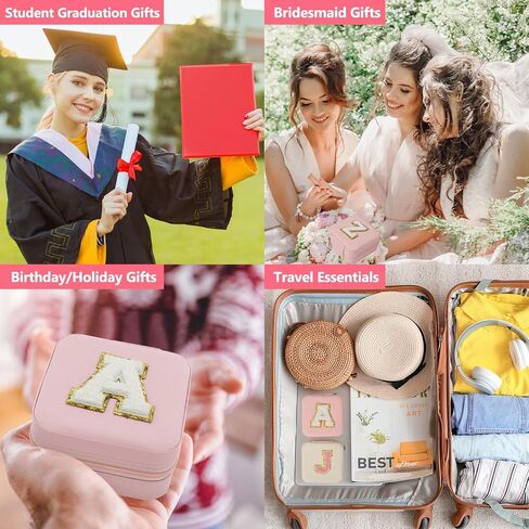 CHMI Travel gifts for women,bridesmaids gifts,small jewelry box,travel jewelry case,travel jewelry case organizer,jewelry organizer travel case,small jewelry travel case,Initial pink S in Saudi Arabia