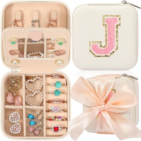 CHMI Travel gifts for women,bridesmaids gifts,small jewelry box,travel jewelry case,travel jewelry case organizer,jewelry organizer travel case,small jewelry travel case,Initial pink S in Saudi Arabia