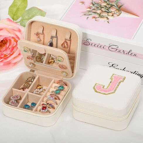 CHMI Travel gifts for women,bridesmaids gifts,small jewelry box,travel jewelry case,travel jewelry case organizer,jewelry organizer travel case,small jewelry travel case,Initial pink S in Saudi Arabia
