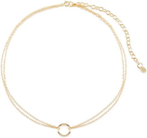 EVE'S ADDICTION Gold Choker Necklace - Double Chain Circle Choker Necklace - Gifts for Mom in Kuwait