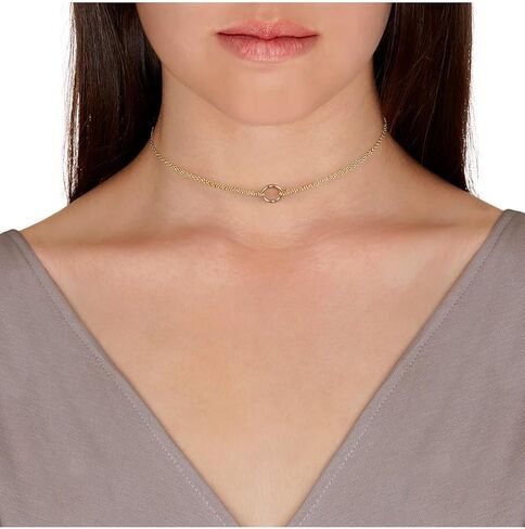 EVE'S ADDICTION Gold Choker Necklace - Double Chain Circle Choker Necklace - Gifts for Mom in Kuwait