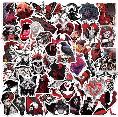 100 Pcs Gothic Stickers Pack, Goth Sticker, Waterproof Horror Stickers for Water Bottles, Laptop, Phone Case, Scrapbook; Halloween Sticker, Horror Sticker for Teens Adults in Saudi Arabia
