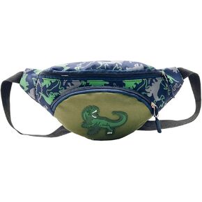 Kids Fashion Waist Packs Toddler Boys Girls Cartoon Dinosaur Fanny Pack Crossbody Chest Bum Belt Bag for Trip,Hiking, Camping,Sports (Green)