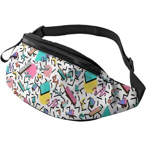 Hipsters Memphis Style 80s 90s Fanny Pack For Men And Women, Adjustable Casual Waist Bag For Travel Party Festival Hiking One Size