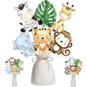 24pcs Jungle Animals Cake Topper Decoration for Baby Shower