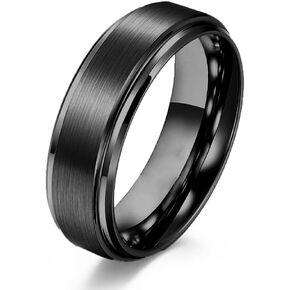 OreilleStar رجل الزفاف الفرقة التنغستن خواتم للرجال وعد خواتم الخلود خاتم الخطوبة مصقول ماتي الانتهاء 8mm لهجة سوداء حجم 7-13