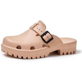 Womens Clogs, Slip on Garden Clog Shoes, Breathable Beach Sandals Adjustable Buckle Arch Support Platform Slides Indoor Outdoor Water Shoes