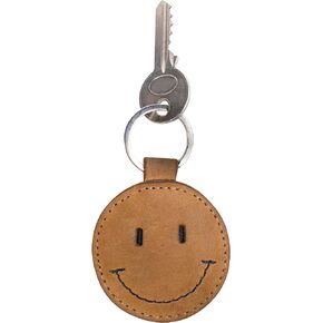 Hide & Drink, Leather Smiley Face Keychain/Key Ring/Holder/Cute Gifts/Accessories, Handmade :: Old Tobacco