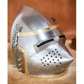 Medieval Hounskull Pigface Bascinet 18g Functional Re-Enactment Armor Helmet