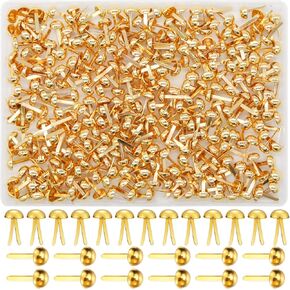 مشابك معدنية دائرية من LET'S MAKING مصنوعة من النحاس الورقي مقاس 1/2 بوصة، مشابك معدنية دائرية للحرف اليدوية والمستلزمات المدرسية (300 قطعة، ذهبي) in Kuwait