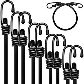 Heavy Duty Bungee Cords with Hooks,Mini Short Bungee Cords Assorted Sizes for Bikes, Camping, Carrying Tools,Elastic Rubber Cord,5 Sizes Ball Bungee Cords,(2"x4"x6"x8 x10)