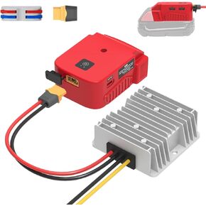 18V to 12V Step Down Converter for Milwaukee M18 18V Battery Adapter & New Upgrade USB Charger Adapter, DC 12V Resistive Loads 20A 240W Buck Converter Regulator (1-Pack)
