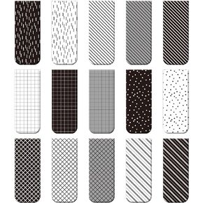30 Pieces Magnetic Bookmarks Magnetic Page Markers Assorted Bookmarks Set for Student Stationery Present Magnet Bookmarks Clips (Black and White)