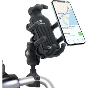 Motorcycle Phone Mount, 2024 Upgrade [Anti-theft][Ultra-Stable] Bike Phone Holder for Bicycle, Phone Clamp for Motorcycle, Handlebar Phone Mount Compatible with iPhone, Samsung, other Cell Phone